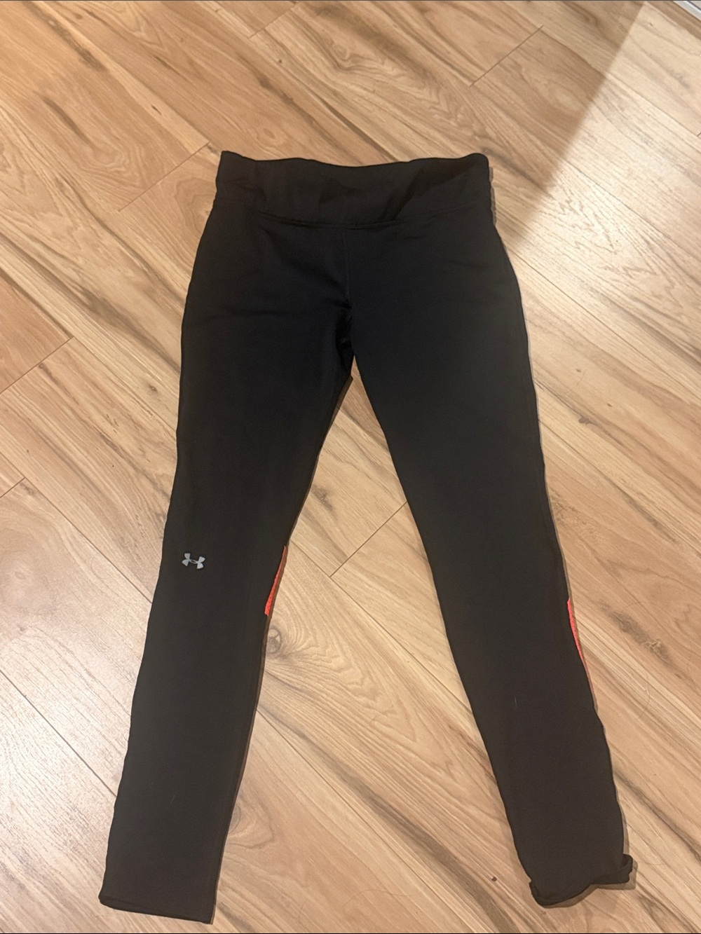 Under Armour Black Athletic Leggings with Red Accents